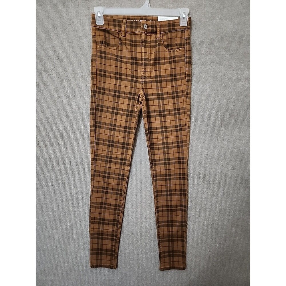 American Eagle Outfitters Brown Plaid Jeggings